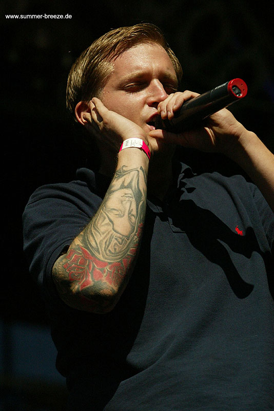 Bild eines Mitglieds der Band Farmer Boys beim Live Auftritt auf dem Summer Breeze 2003.